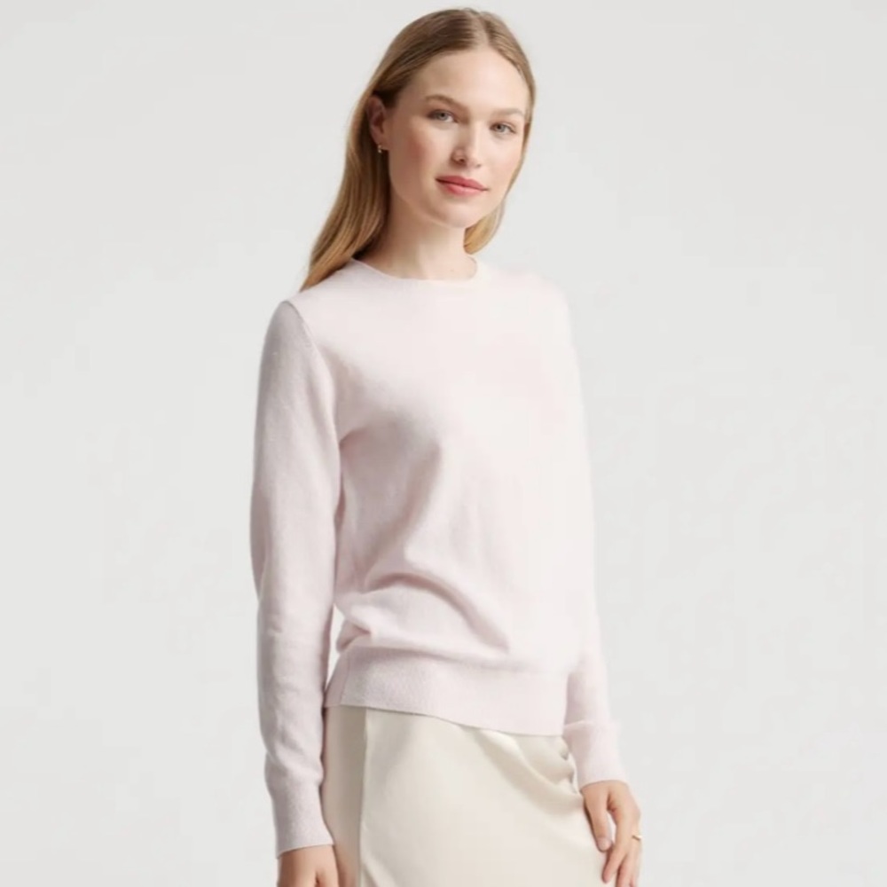 Quince XS Mongolian Cashmere Crewneck Sweater - Light Pink